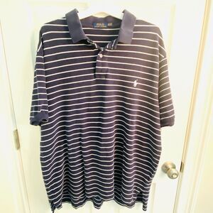 Polo Ralph Lauren Shirt Mens Size 2XLT Navy Golf White Stripe